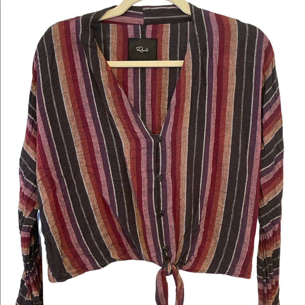 Rails Stripped Button Down Top with Front Tie
